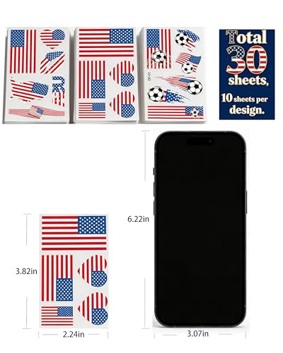 HERSAUL USA Flag Temporary Tattoos for Soccer Fans, 30 Pack - Easy Application for Match Day Celebrations