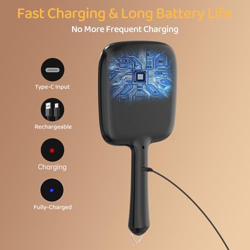 Rechargeable Lighted Hand Mirror with 30X Magnifying, 3 Color LED
