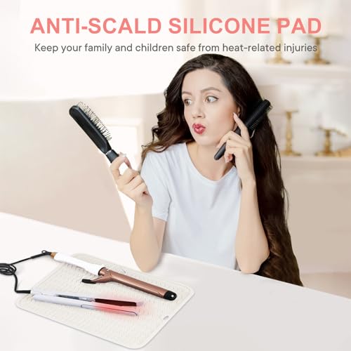 Suafrnut Ivory Oversize Silicone Heat Resistant Mat for Hair Tools, 14.2x11 Inches
