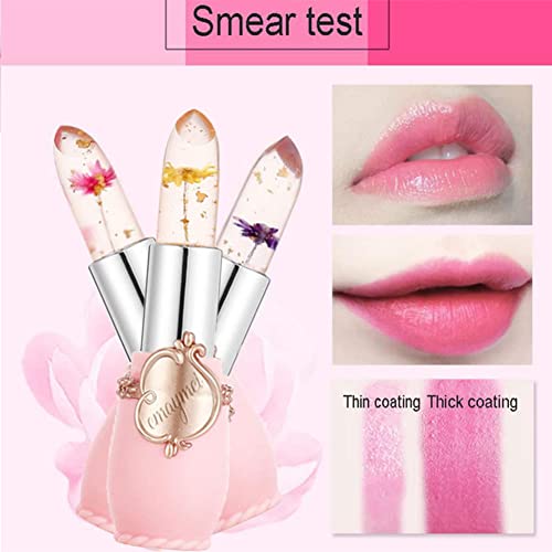 Crystal Flower Jelly Lipstick Set, 3Pc Temperature Color-Change