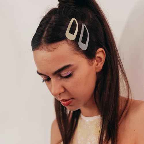 48 PCS Small Metal Barrettes For Women Non Slip Water Drop Snap Clips For Thick Thin Fine Hair Classic Accessories,Black Brown Beige,1.97 x 0.5 In