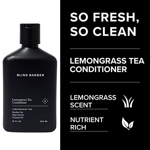 Blind Barber Lemongrass Tea Hair Conditioner for Men - Sulfate Free Conditioner with Coconut Oil, Hops & Rooibos Tea - Adds Weightless Body & Shine - Helps Revitalize Scalp & Detangle (32 Fl oz)