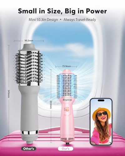 Travel Hair Dryer Brush 2-in-1 Blow Dryer - Dual Voltage 120V-240V