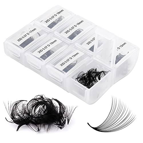 FADLASH 20D Premade Fans Eyelash Extensions - 600pcs Mixed Tray (20D-0.07D-8-15mm) D Curl Volume Lash Extensions
