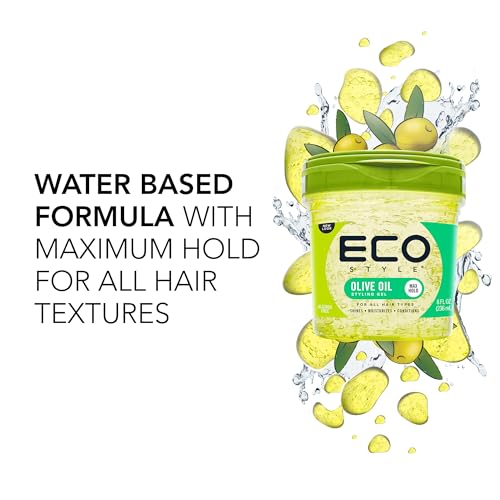 Eco Style Gel Olive Oil Styling - Adds Shine and Tames Split Ends - Delivers Moisture to Scalp - Nourishes And Repairs - Provides Weightless and Superior Hold - Ideal for all Hair - 8 oz