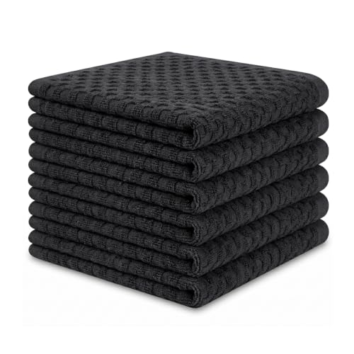 100% Cotton Washcloths 12x12 Inch 6 Pack Black