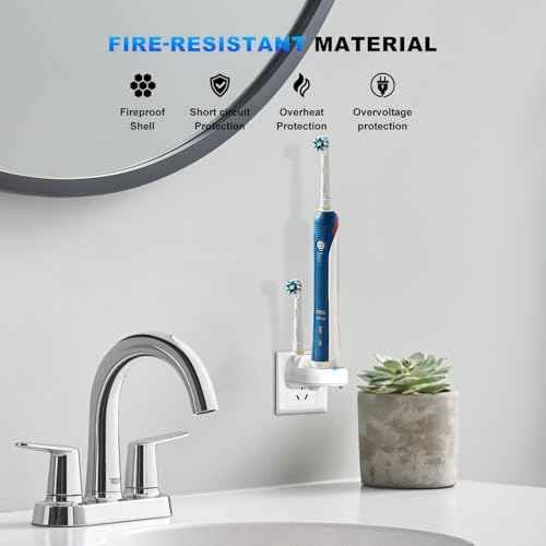 Charger for Oral-B Electric Toothbrush, Compatible with Oral-B io4/io5/io6, Genius 8000/9000, Pro 1000/2000/3000/5000, 3709/3728/3756 | Direct Plug-in Waterproof Outlet Charger Base Hygienic White