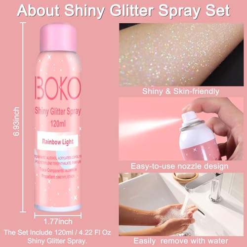 Boko Holographic Silver Body Glitter Spray 120ml