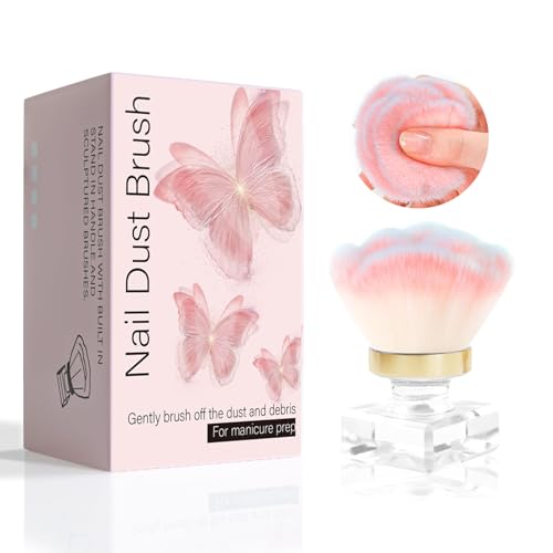 ANGNYA Rose Shaped Soft Nail Dust Brush for Acrylic & Dip Powder with Case