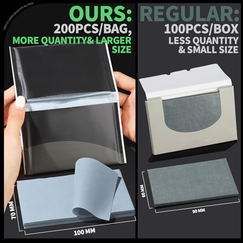 Gootaimi 200 Sheets Large Oily Skin Blotting Paper with Bamboo Charcoal