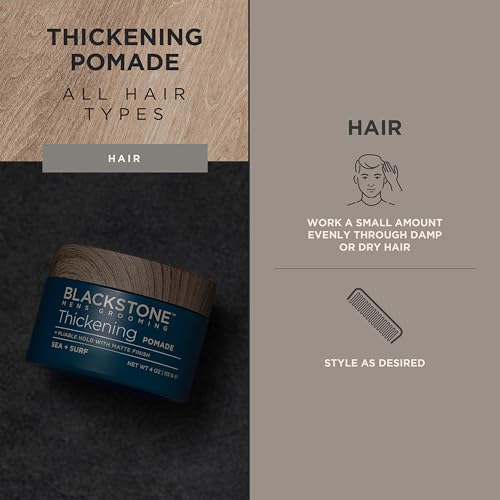 Blackstone Men's Grooming Thickening Pomade 4 Oz Sea + Surf Scent Pliable Hold Matte Finish