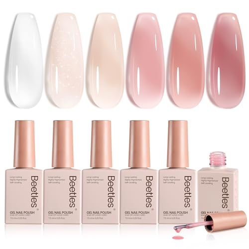 Beetles 6-Color Jelly Gel Nail Polish Set - Sheer Nude Shades