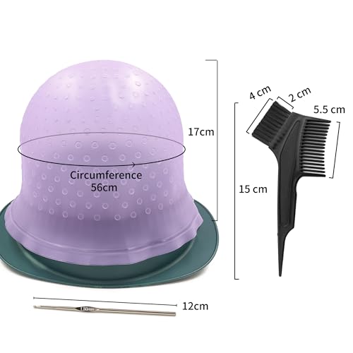 Silicone Hair Highlighting Cap Kit with Crochet Hook & Brush