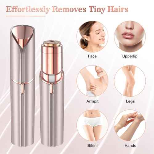 Facial Hair Removal for Women, Portable Lady Shaver, Rechargeable Painless Hair Remover for Face, Upper Lips, Chin, Peach Fuzz-Model A