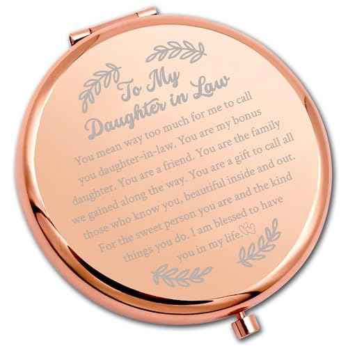 PLITI Daughter in Law Compact Mirror from Mother in Law Father in Law to My Daughter in Law Wedding Pocket Mirror (Daughter in Law CMrg)