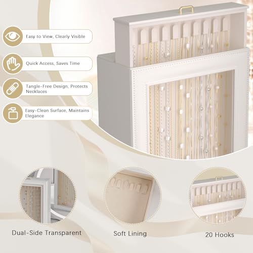 2-Layer Necklace Organizer Box with Dual-Sided Clear Lid