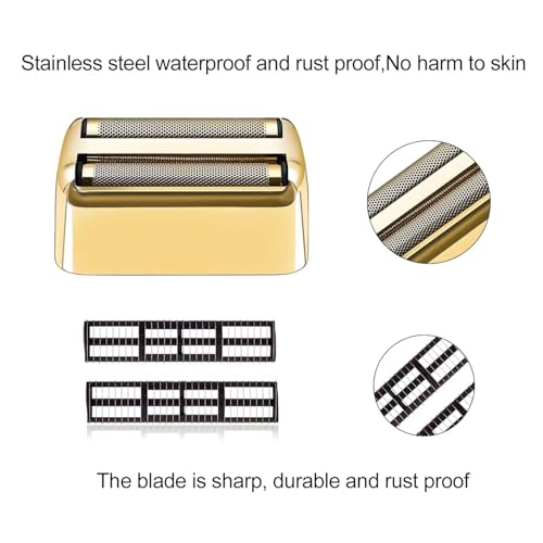Replacement Foil and Cutter,Double Foil Shaver Replacement Head Compatible with BaBylissPRO Barberology FXFS2 Shaver,Gold