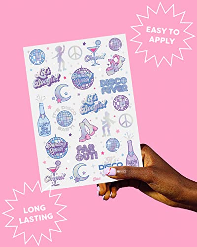 xo, Fetti Disco Birthday Temporary Tattoos - 48 Iridescent Foil
