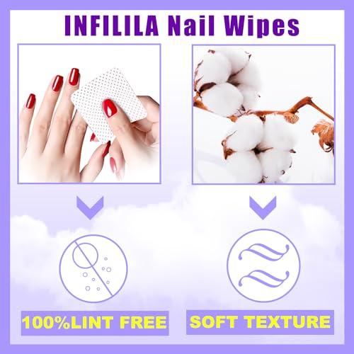 NXJ INFILILA Lint-Free Nail Wipes - 540 Non-Woven Polish Remover Pads