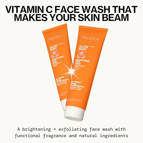 Pacifica Glow Baby Brightening Facial Cleanser 5oz ? Vitamin C & Glycolic Acid (AHA) Face Wash for Radiance ? Daily Cleanser for Anti-Aging Exfoliating for Smooth, Even Glowing Skin Vegan Clean Beauty