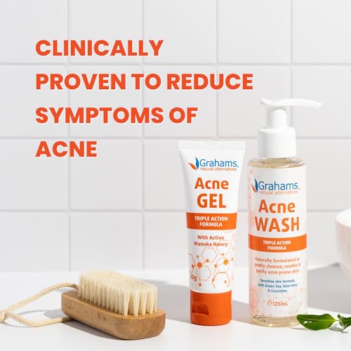 Grahams Natural All-Natural Acne Face Wash Gentle Acne Cleanser with Aloe Vera, Cucumber & Green Tea Extract - Reduces Breakouts, Calms Redness, Hydrates Skin - Hypoallergenic (4.23 fl oz)