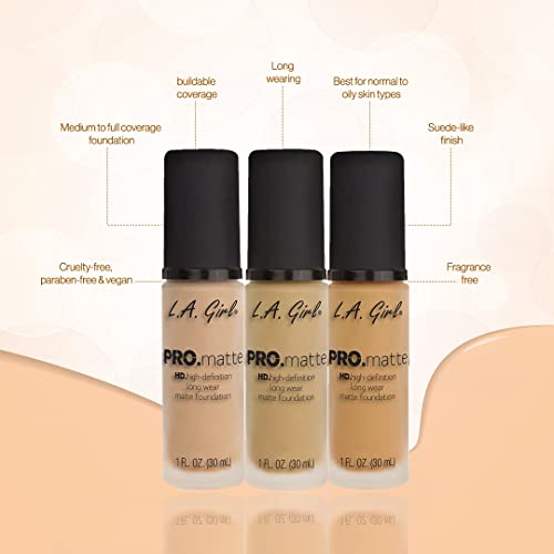 L.A. Girl Pro Matte Foundation - Beige, Medium Coverage