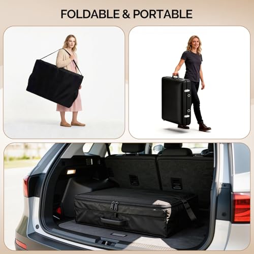 OmySalon Portable Massage Table 84x24 Black, 2-Fold, Adjustable Height & Carrying Bag