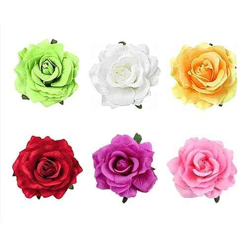 ALIMITOPIA Flower Hair Clip Fabric Artificial Rose Flower Hairpin Barrette Brooch Headdress Bobby Pins Headwear Hair Accessories for wedding Party supplies(Rose Style;4.3 inches;6pcs)