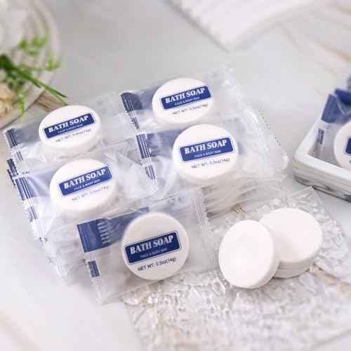 Bulk Bar Soap Round, 200 pcs Mini Soap Bars Bulk Individually Wrapped, 0.5 oz Travel Soap Small Hotel Soaps Travel Size Toiletries for Hotel Bathroom(Round)