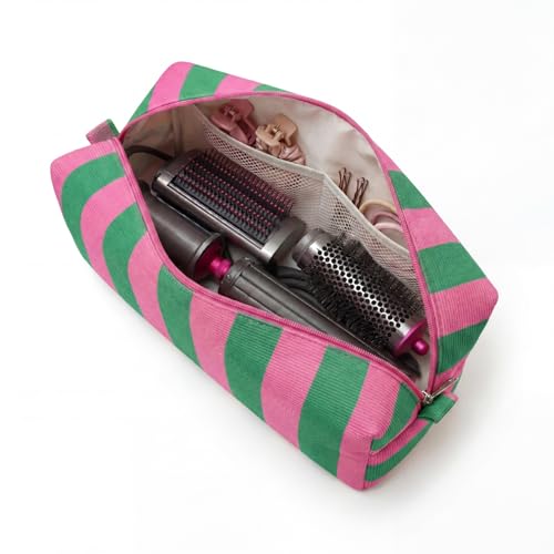 Hair Dryer Travel Bag with Corduroy, Flat Iron & Curling Iron Organizer