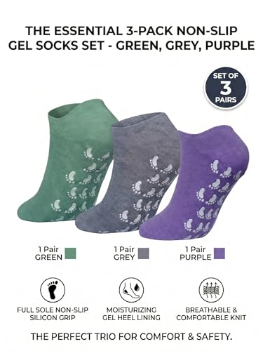 Moisturizing Gel Socks for Dry Cracked Heels - 3 Pack