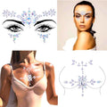 Rhinestone Mermaid Cross Chest Gem Crystal Eyes Face Stickers Jewels Body Rave Festival Party Face Jewelry for Women and Girls 2PCS