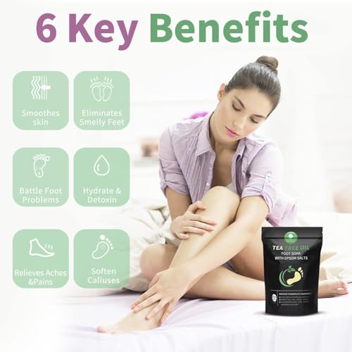 HEAMAVIN Tea Tree Oil Foot Soak with Epsom Salt & Botanical Oils, 16 oz