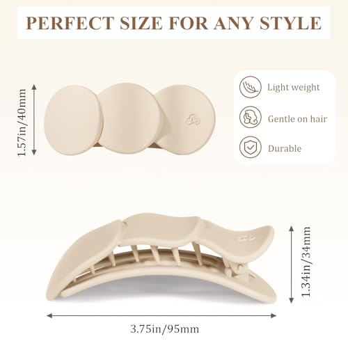 Flat Hair Clips for Women - Strong Hold Claw Clips, 4-Pack