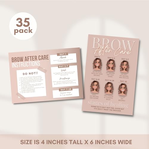 PMU Eyebrow Aftercare Instruction Cards - 35 Pack