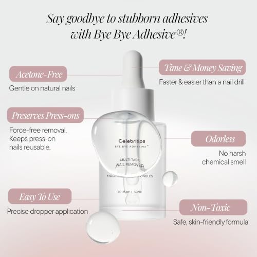 Celebritips Press-On Nail Glue Remover - Gentle & Acetone-Free Liquid, 30ml