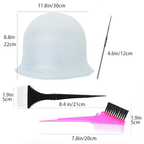 Pre-Punched Silicone Hair Highlight Cap Set with Hook & Brushes
