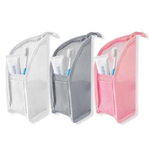 Yecuelo White Pink Grey Travel Toiletry Bag Waterproof Organizer for Women & Men