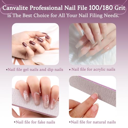 12 Pack Reusable Professional Nail Files 100/180 Grit Double Sided Manicure Tools