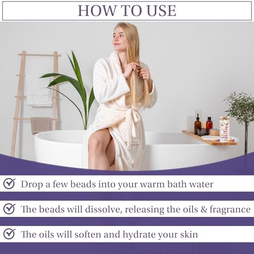 Grass Roots Bath Oil Beads Set of 36 - Lavender & Chamomile Scented Bath Beads - Essential Oil Soaked Pearls to Gently Nourish & Soften Skin - Luxurious Bath Experience