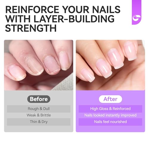 Gelike EC 8-in-1 Clear Nail Ridge Filler & Strengthener for Damaged Nails - Natural Growth & Top Coat-Free
