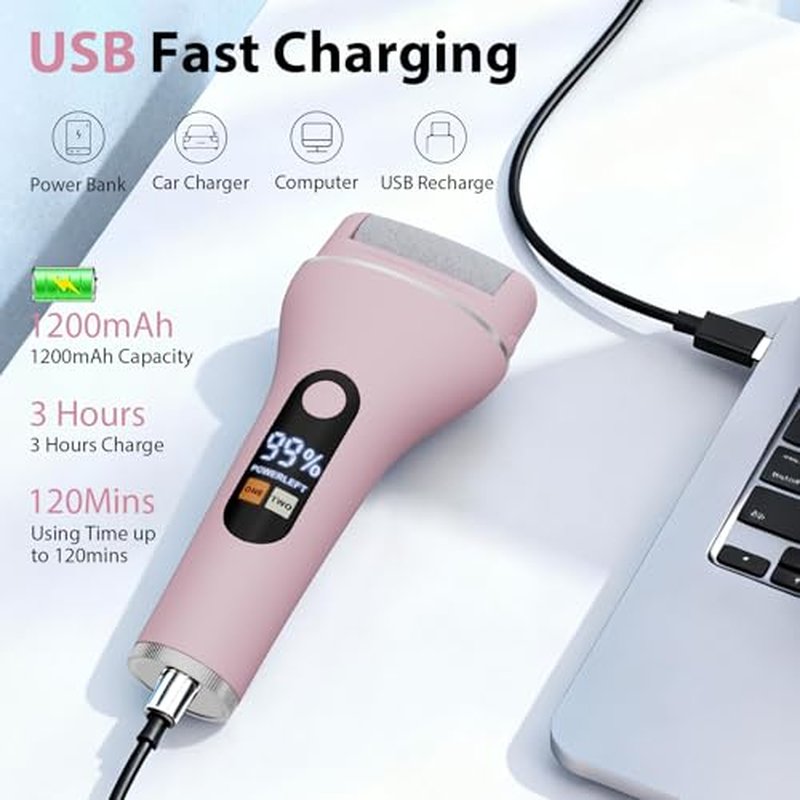 AdamPark Electric Callus Remover - Rechargeable Foot File with 9 Roller Heads