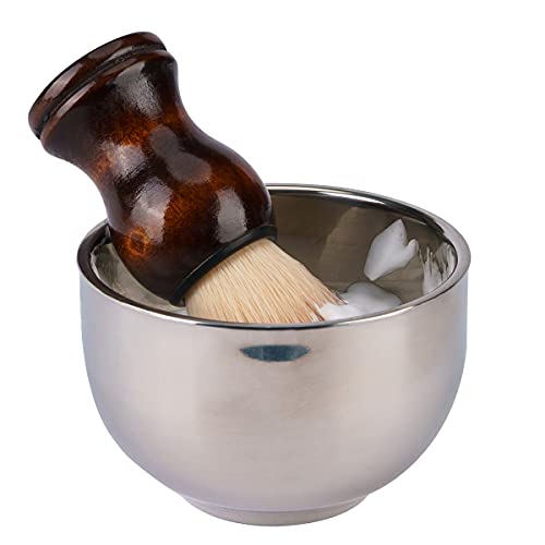 Grandslam Shaving Kit for Men, Safety Razor with 10 Blades, Shaving Brush, Stand and Soap Cream, Stainless Steel Bowl, Canvas & Leather Dopp Kit Gift Set