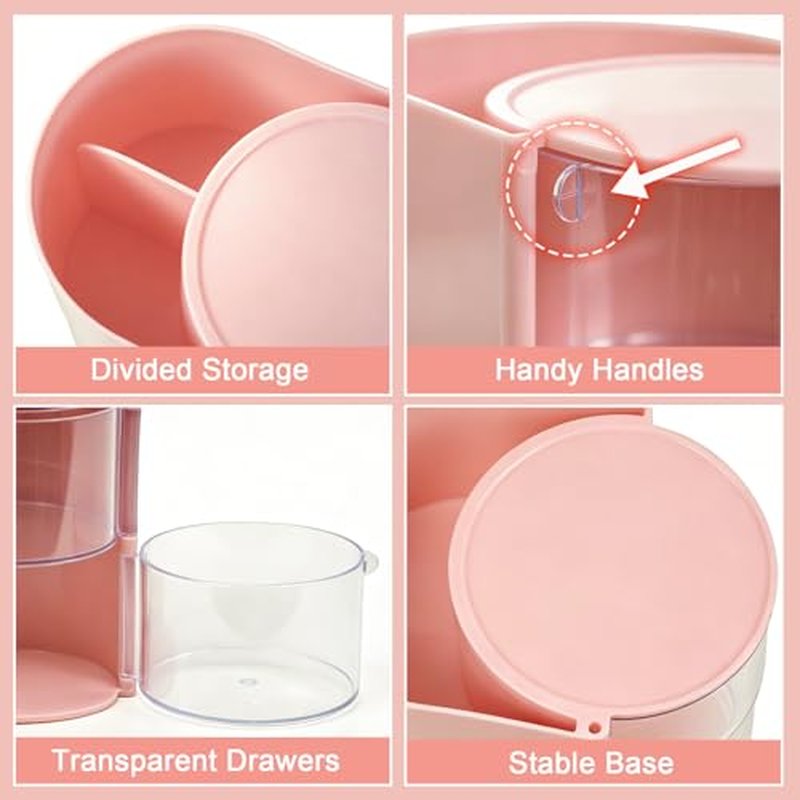 Marte Vanci 3-Tier Rotating Hair Accessory Organizer - Pink