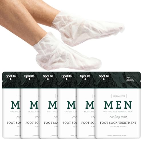 SpaLife Men's Cooling Mint Hand Moisturizing Gloves for Dry Skin (6 Pairs)