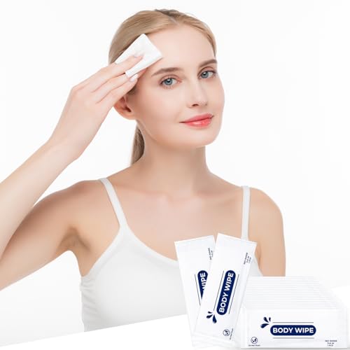 200pcs Body Wet Wipes Individually Wrapped, Wet Wipe with Aloe, Hand Wipe for Travel Gym Camping, Adults Bathing No Rinse