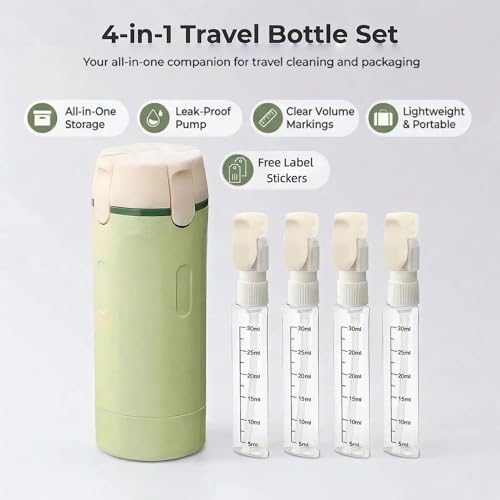 4-in-1 Leak Proof Travel Dispenser Bottles - 30ml Pump Set