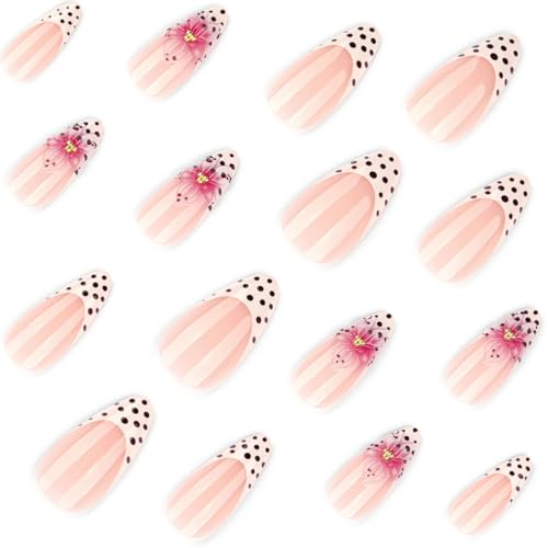 French Tip Press On Nails Almond Medium 24pcs