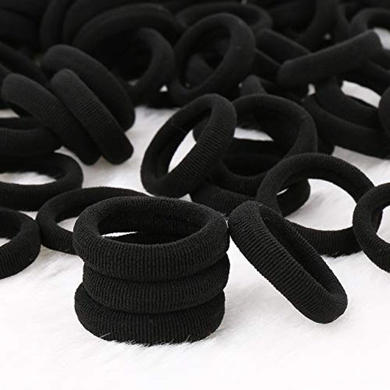 200Pcs Black Baby Hair Bands – Seamless Toddler Hair Ties