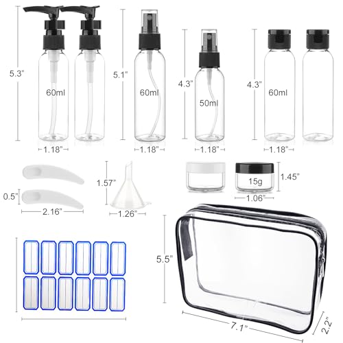 Cosywell 13-Pack Travel Size Bottles 2oz TSA Approved Leak Proof